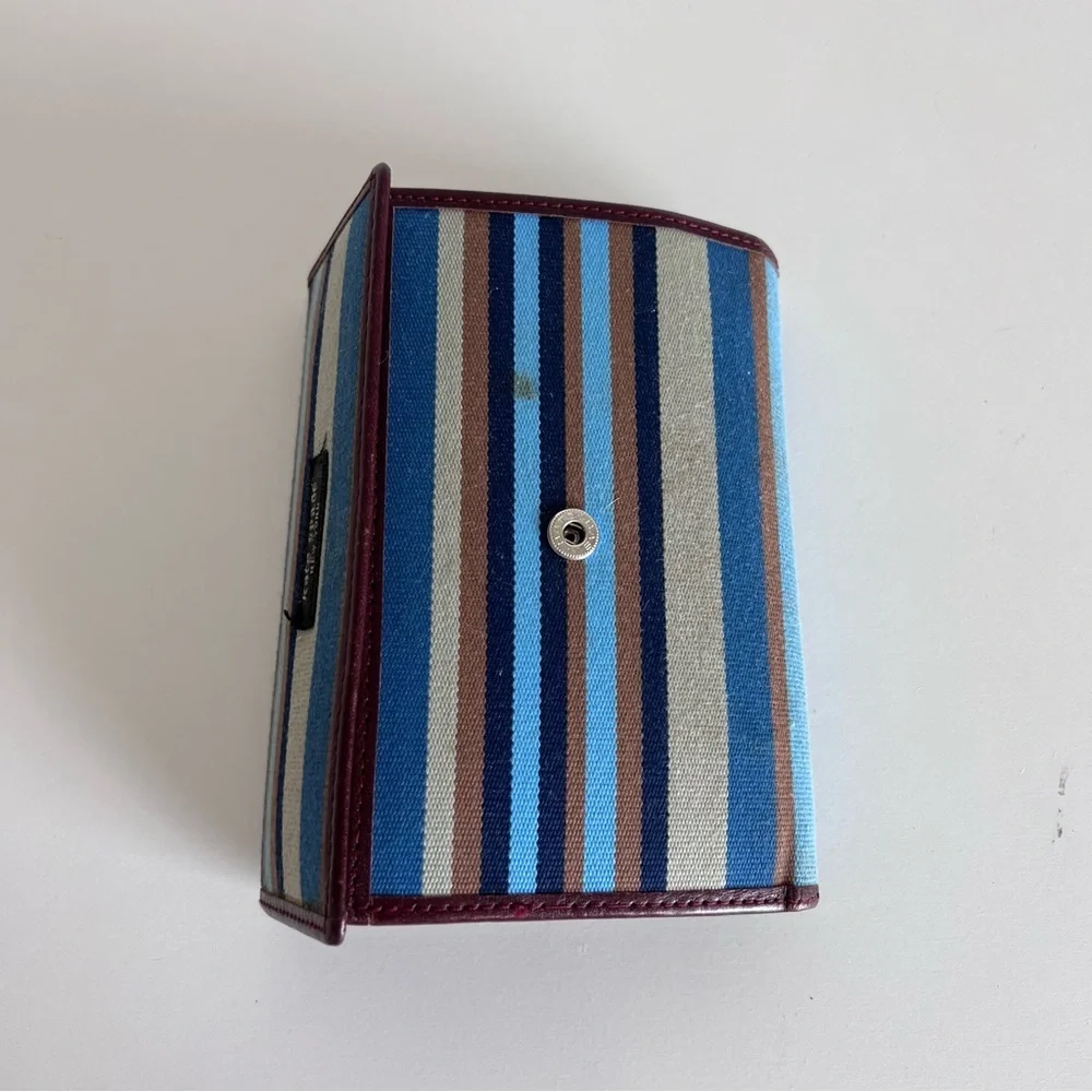 Kate‎ Spade Vintage Tri-fold Blue Brown Striped Wallet